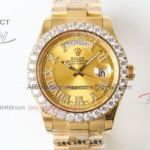 Perfect Replica Best Copy Rolex Day Date 41 All Gold Diamond Watches